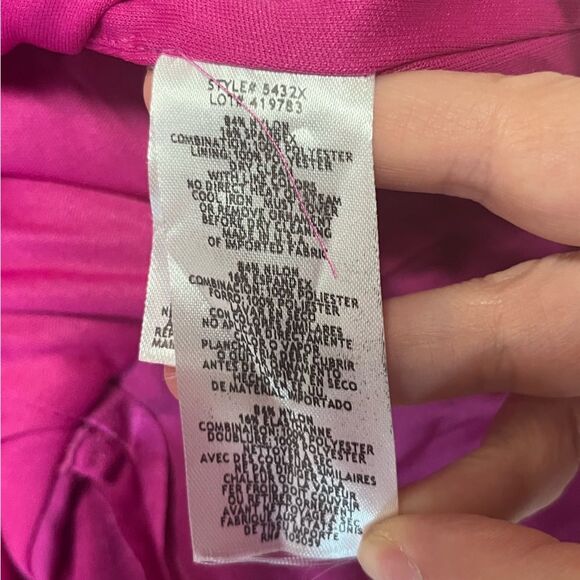 NWOT Xscape | Pink Satin Embellish Strap Long Formal Cocktail And Party Dress 4 - Picture 12 of 13